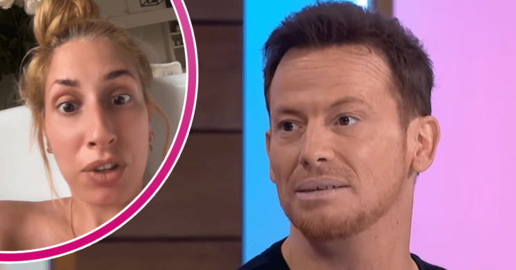 Stacey Solomon ranting and Joe Swash looking anxious