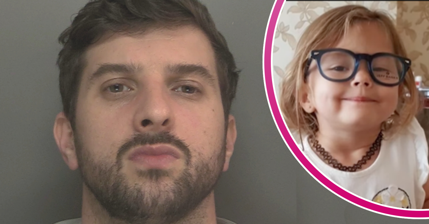 Thomas Cashman's mugshot and Olivia Pratt-Korbel wearing glasses smiling