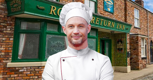 Tom Hardy in chef whites Coronation Street