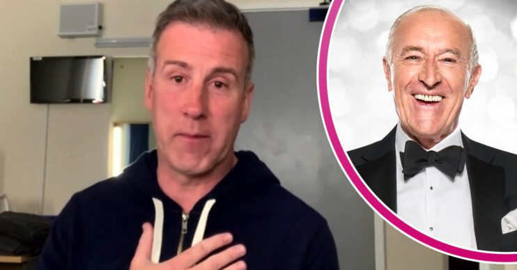 Anton Du Beke frowns on The One Show/Len Goodman smiles