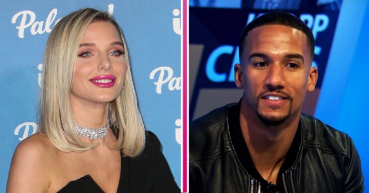 Helen Flanagan smiling / Scott Sinclair speaking