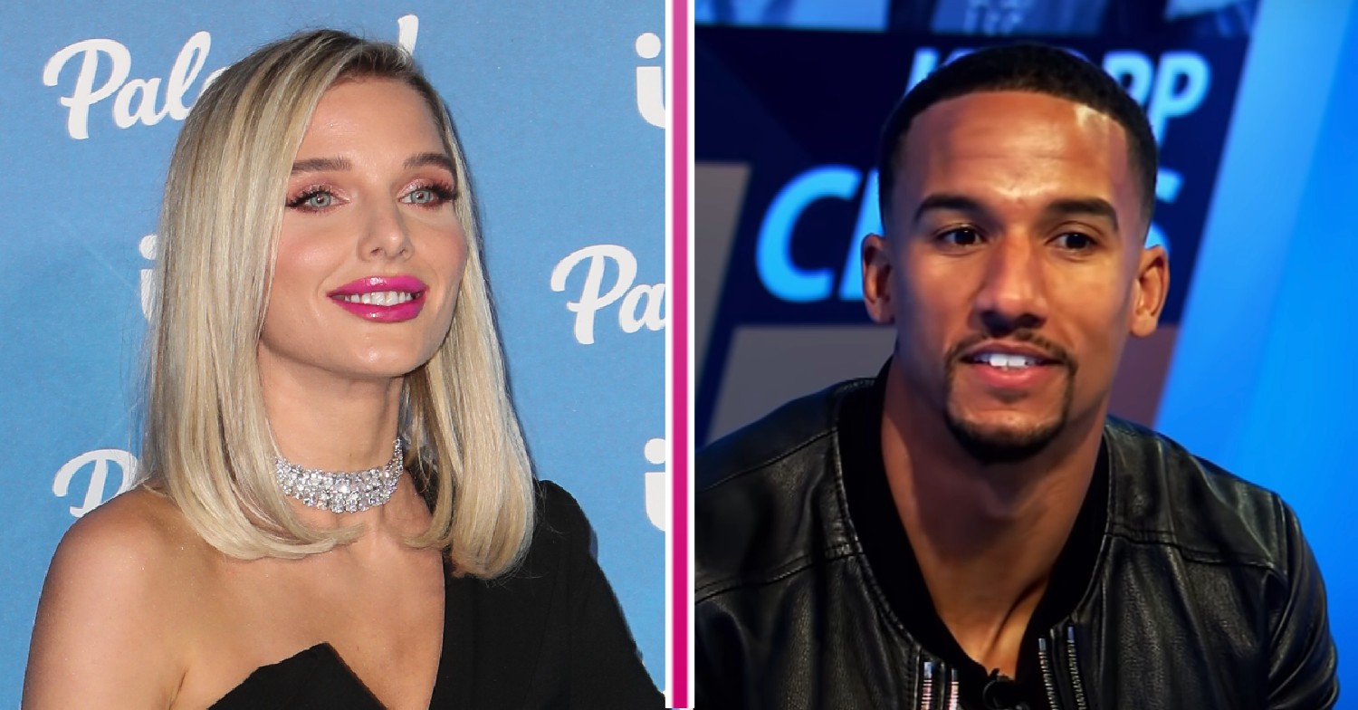 Helen Flanagan smiling / Scott Sinclair speaking