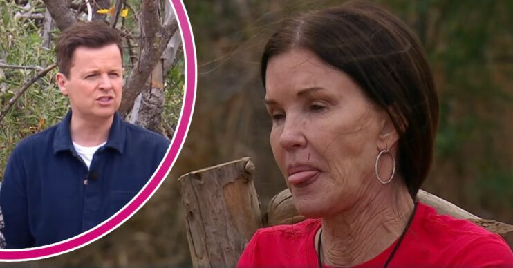 Dec looking unimpressed / Janice Dickinson sticking her tongue out on I'm A Celebrity...South Africa