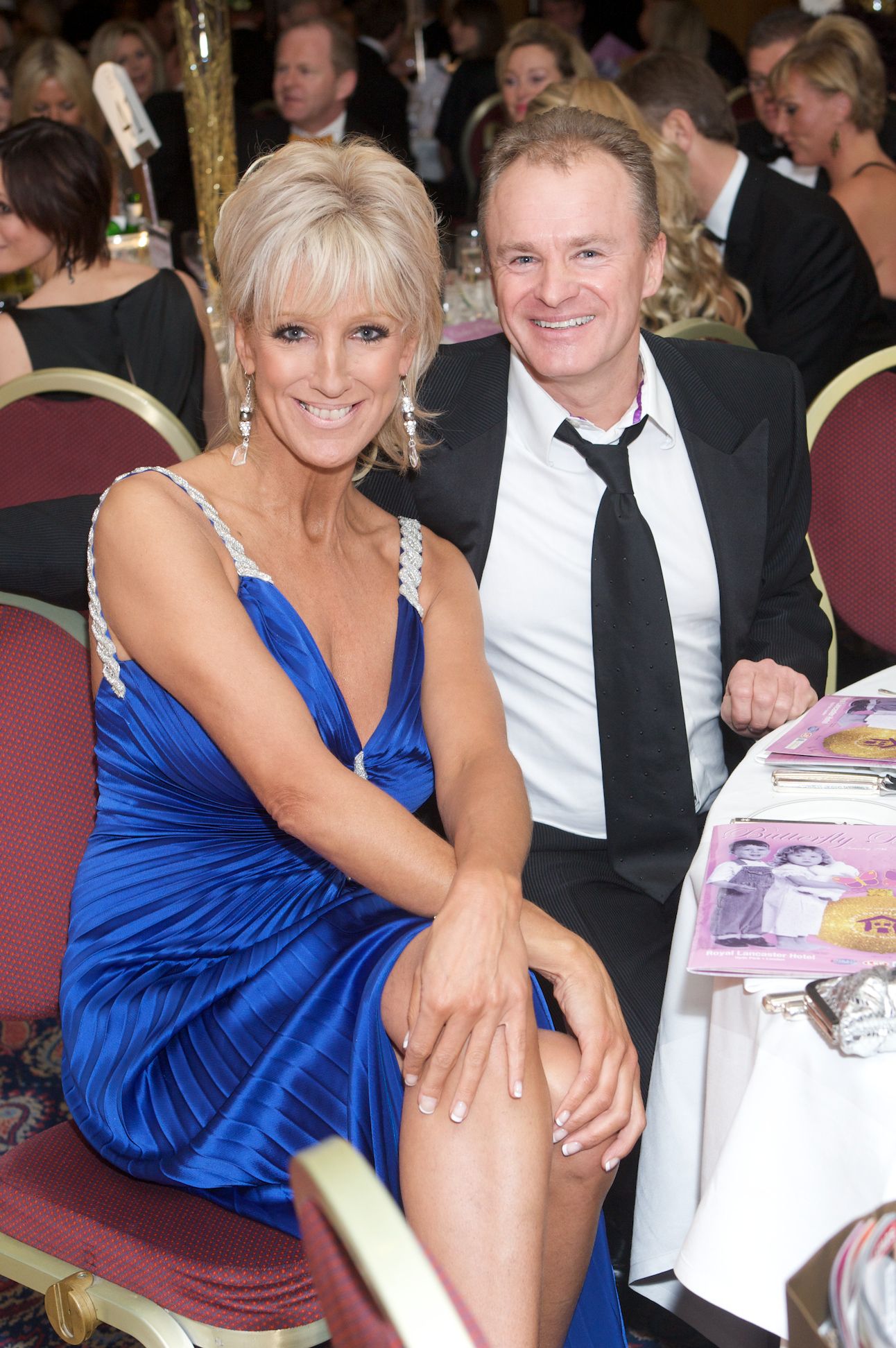 Bobby Davro smiling with Vicky Wright