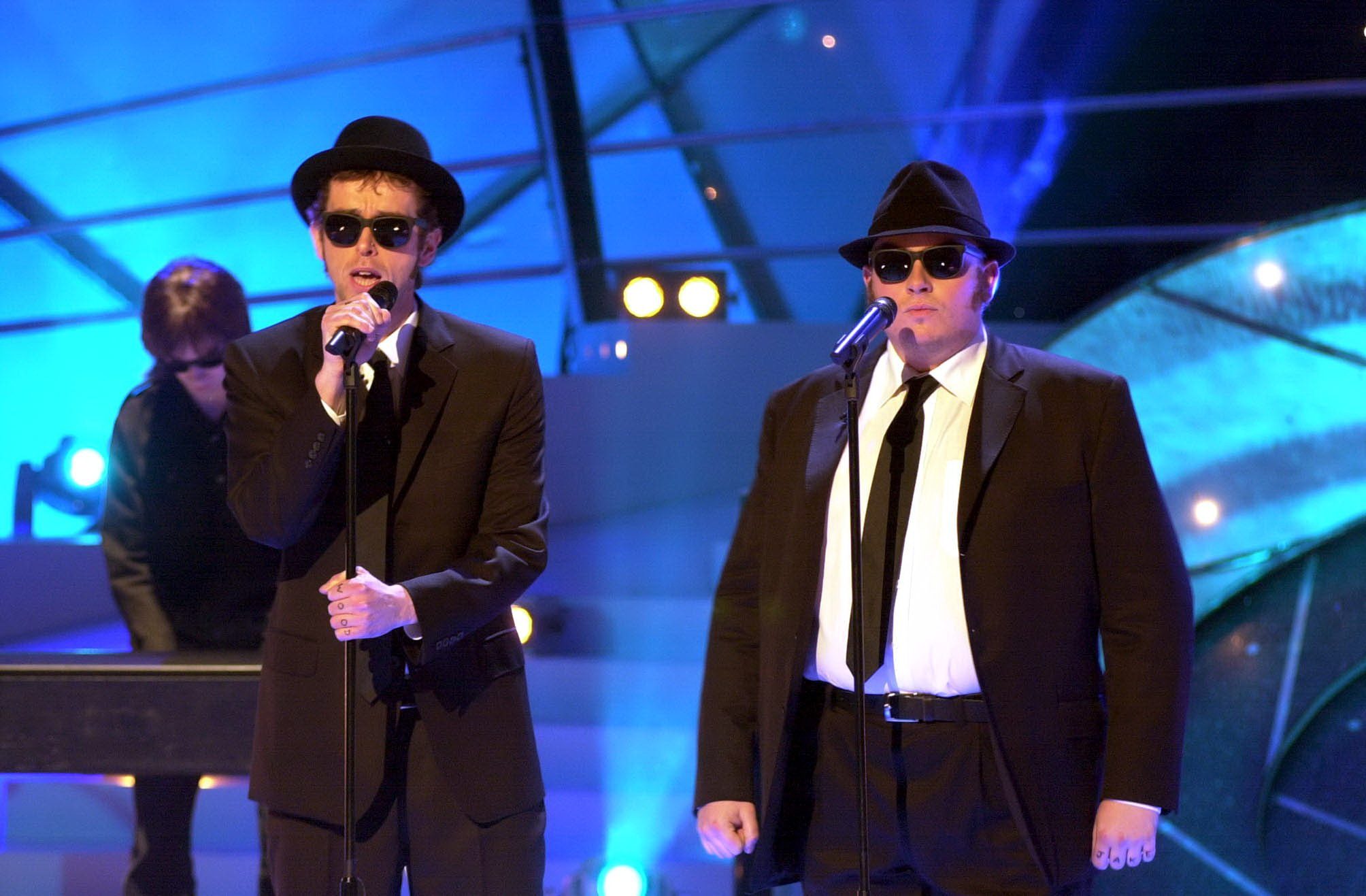Emmerdale's Mark Charnock and Dale Meeks performing as The Blues Brothers on Celebrity Stars In Their Eyes