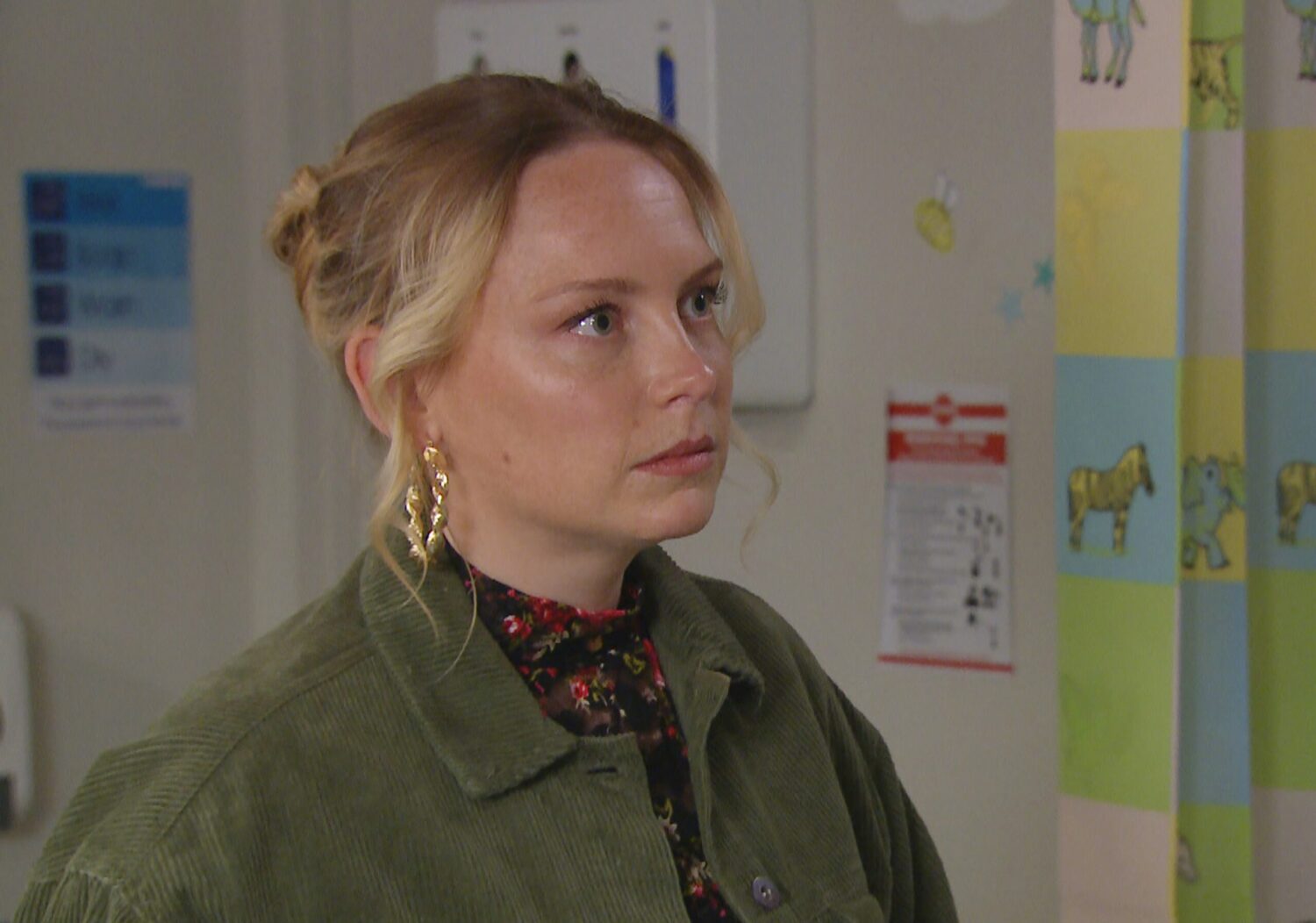 Amy looks shocked on Emmerdale