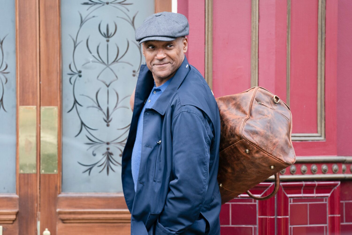 George Knight (COLIN SALMON) outside The Queen Vic