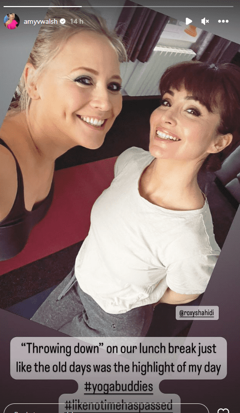 Emmerdale's Amy Walsh is smiling with Roxy Shahidi on Instagram stories