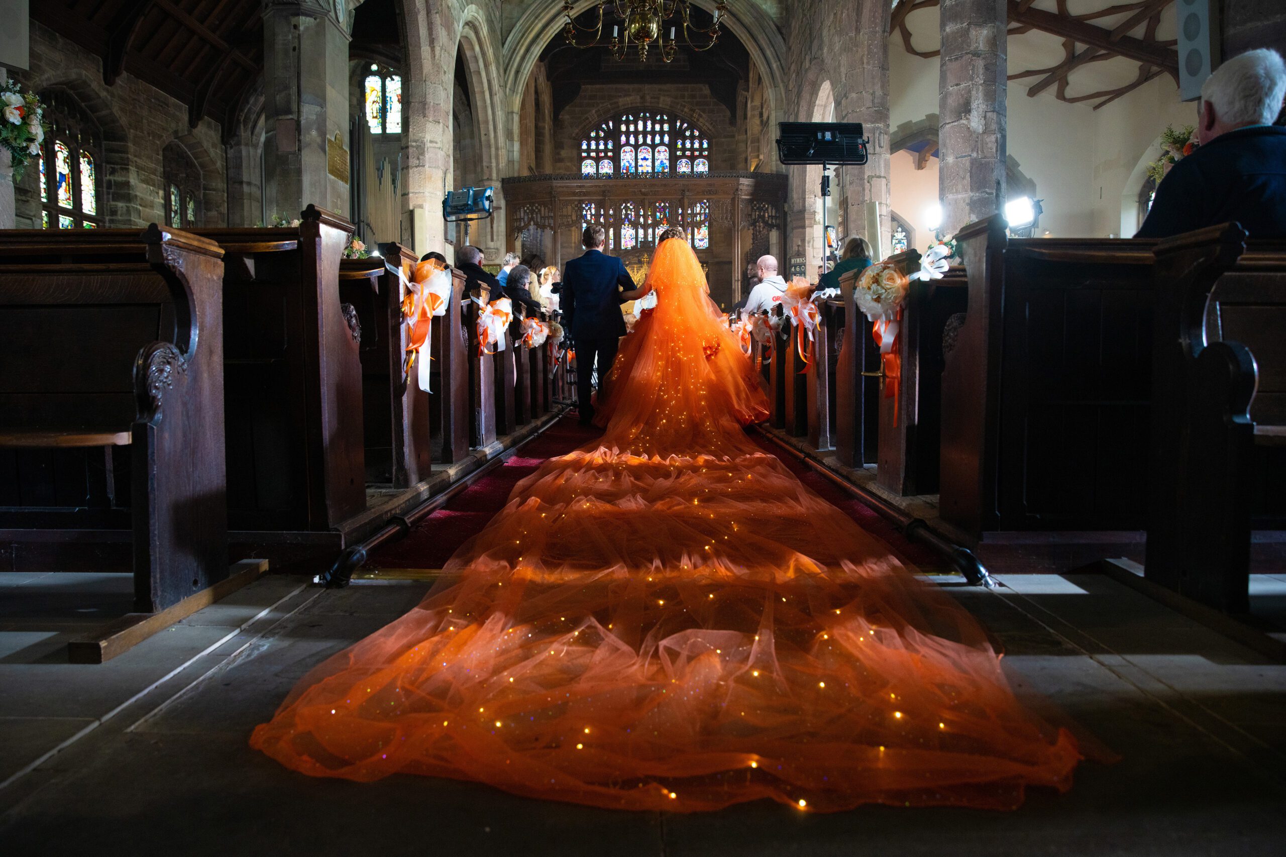The Coronation Street wedding dress has fairy lights sewn into the train (Credit: ITV)