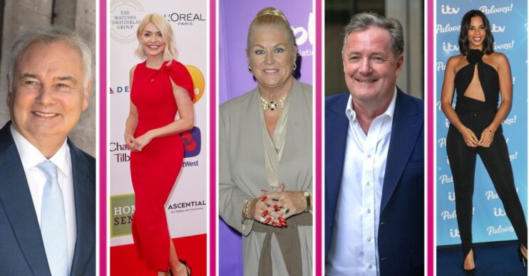 Celebrities Eamonn Holmes, Holly Willoughby, Kim Woodburn, Piers Morgan and Rochelle Humes