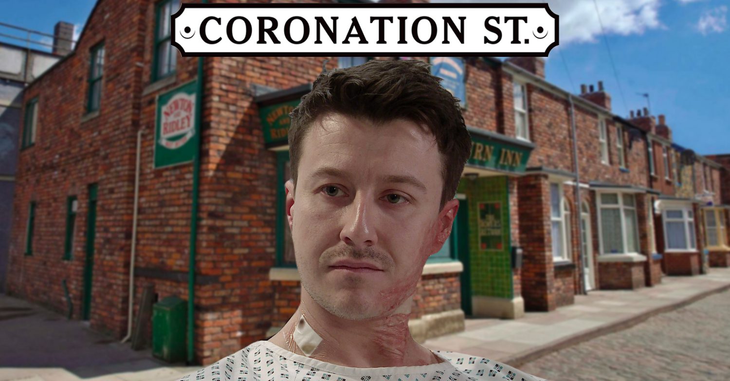Coronation Street's Ryan, the Coronation Street logo and background of the Rovers