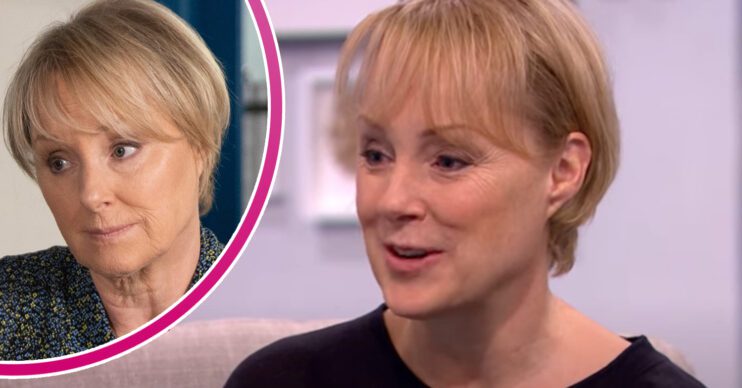 Coronation Street's Sally Dynevor and, in a bubble, Sally Metcalfe