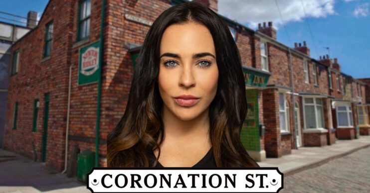 Coronation Street's Stephanie Davis, the Coronation Street logo and background of the Rovers