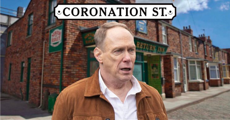 Coronation Street's Stephen, the Coronation Street logo and background of the Rovers