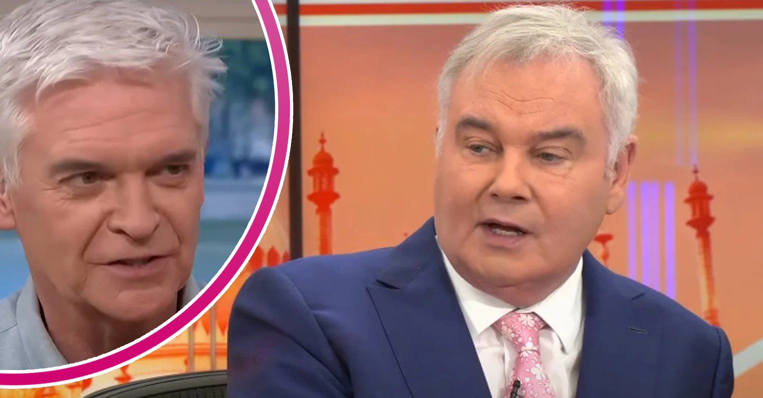 Eamonn Holmes talking on GB News; inset, Phillip Schofield (Credit: ITV/GB News Composite: ED!)