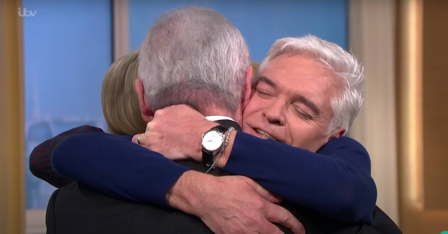 Eamonn Holmes and Phillip Schofield hug on This Morning