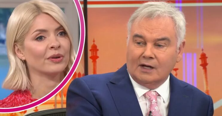Holly Willoughby on This Morning and Eamonn Holmes looking serious on GB News