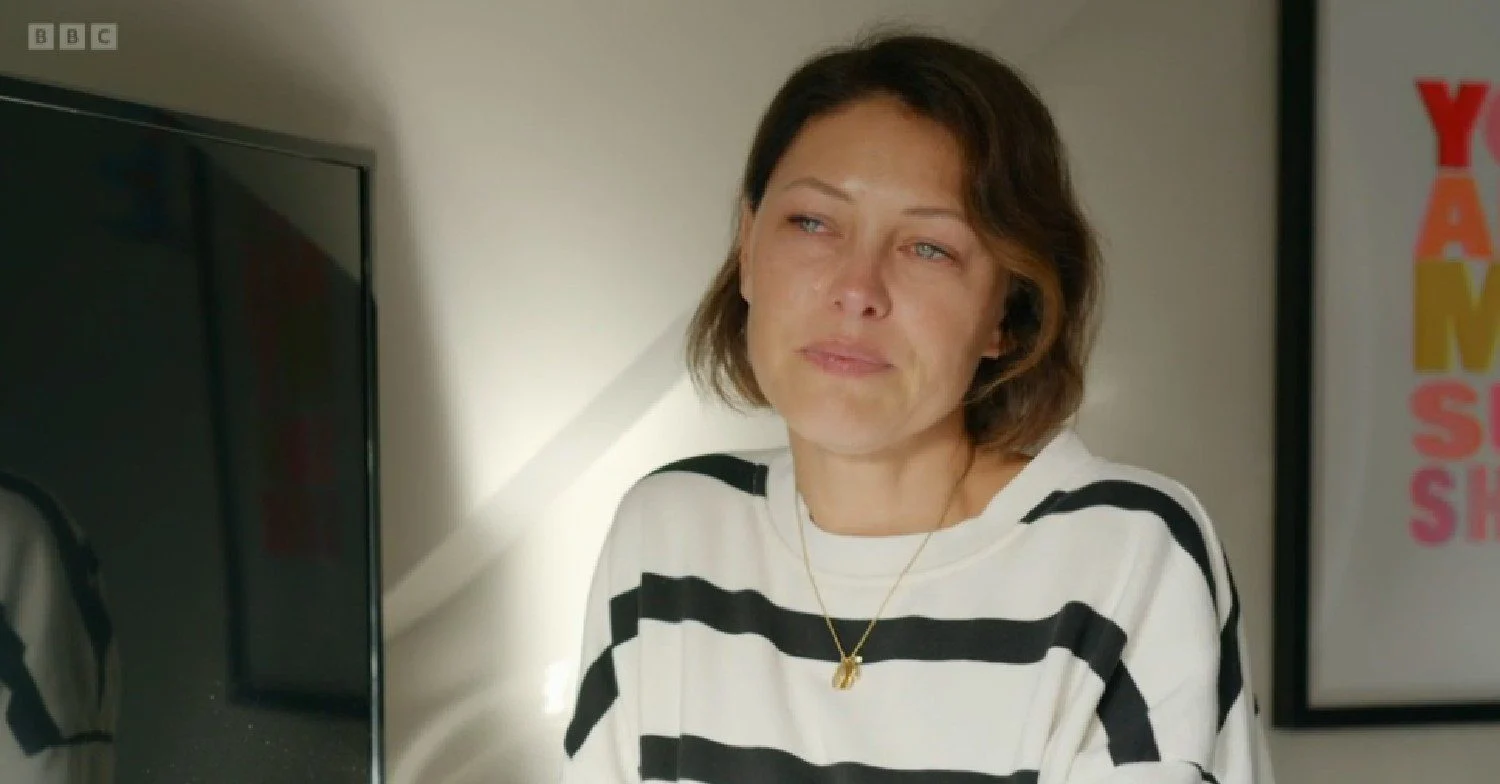 Emma Willis crying in Matt Willis documentary