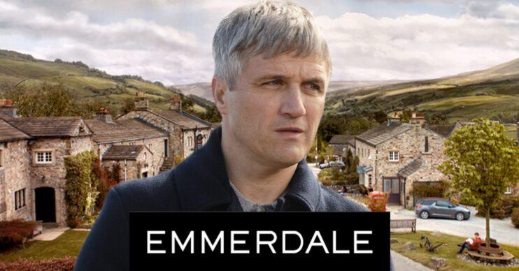 Emmerdale's Caleb, the Emmerdale logo and background of the Dales
