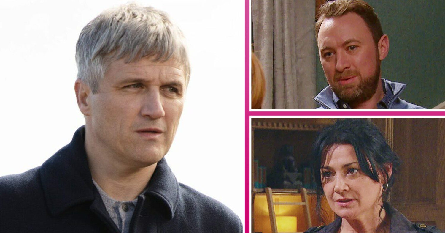 Emmerdale spoilers comp image: Caleb Liam and Moira