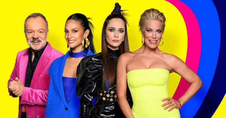 BBC Eurovision coverage Graham Norton, Alesha Dixon, Julia Sanina and Hannah Waddingham