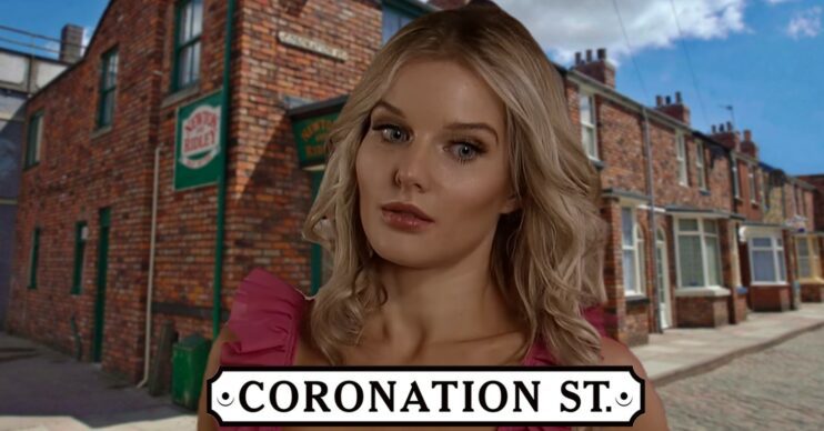 Coronation Street's Rosie Webster on soap background with the logo comp image