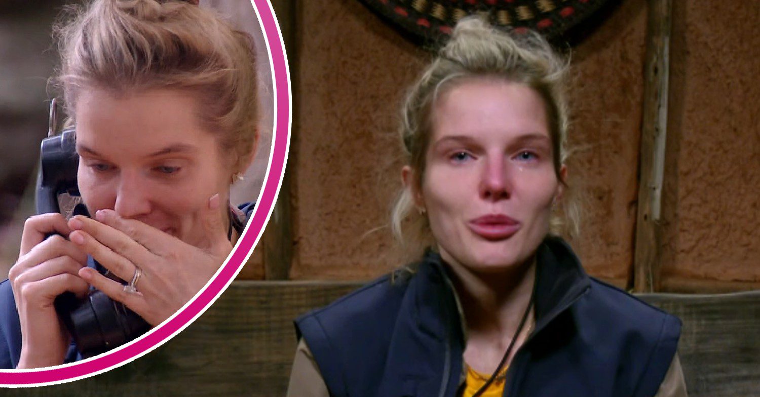 Helen Flanagan having a phone call on I'm A Celebrity
