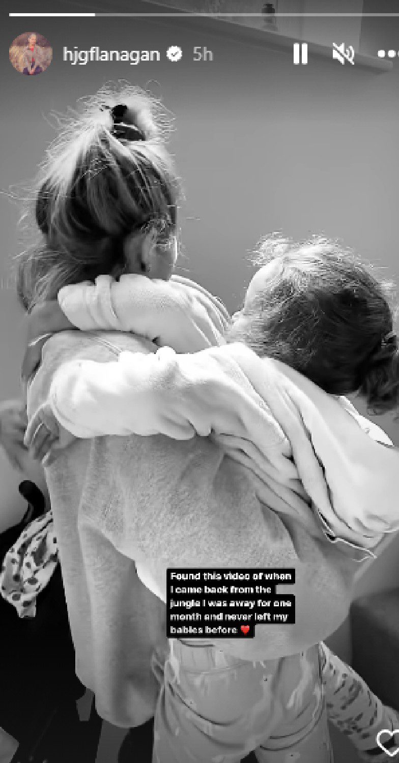 Helen Flanagan hugging her children on Instagram