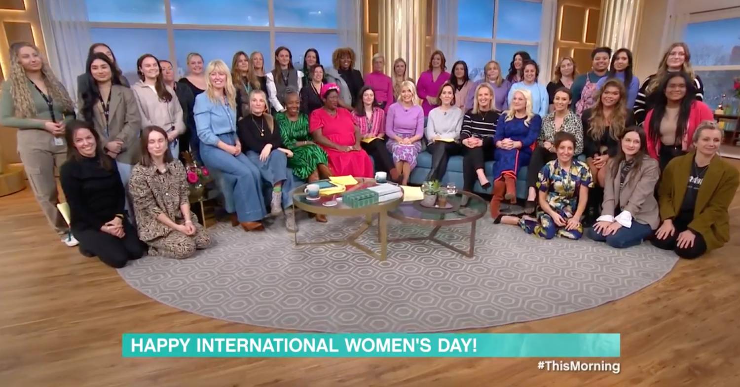 Holly Willoughby sits with colleagues on International Women's Day