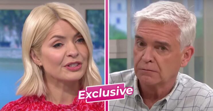Holly Willoughby speaks, Phillip Schofield looks to camera