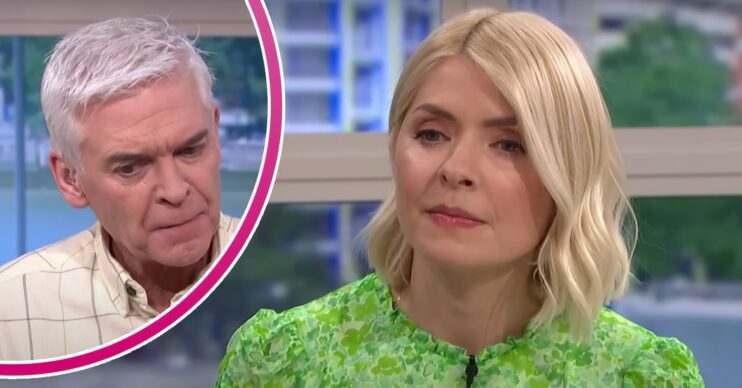 Phillip Schofield looks unsure, Holly Willoughby purses her lips