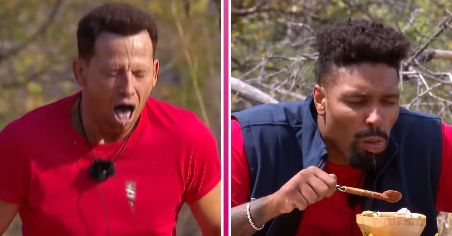 Joe and Jordan in the I'm A Celebrity eating trials