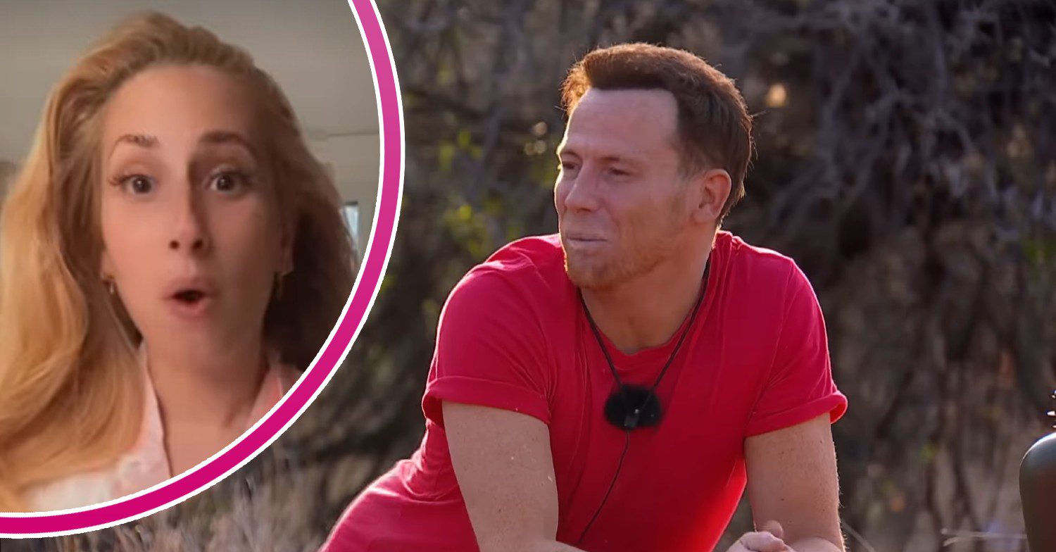 Stacey Solomon looking shocked and Joe Swash on I'm A Celebrity