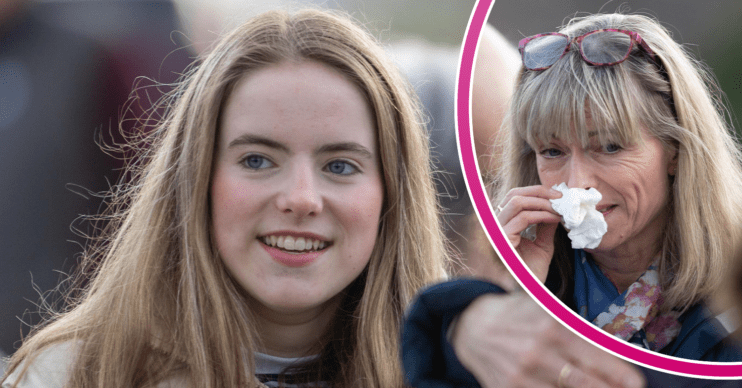 Sister of Madeleine McCann smiling and her mum Kate holding a tissue