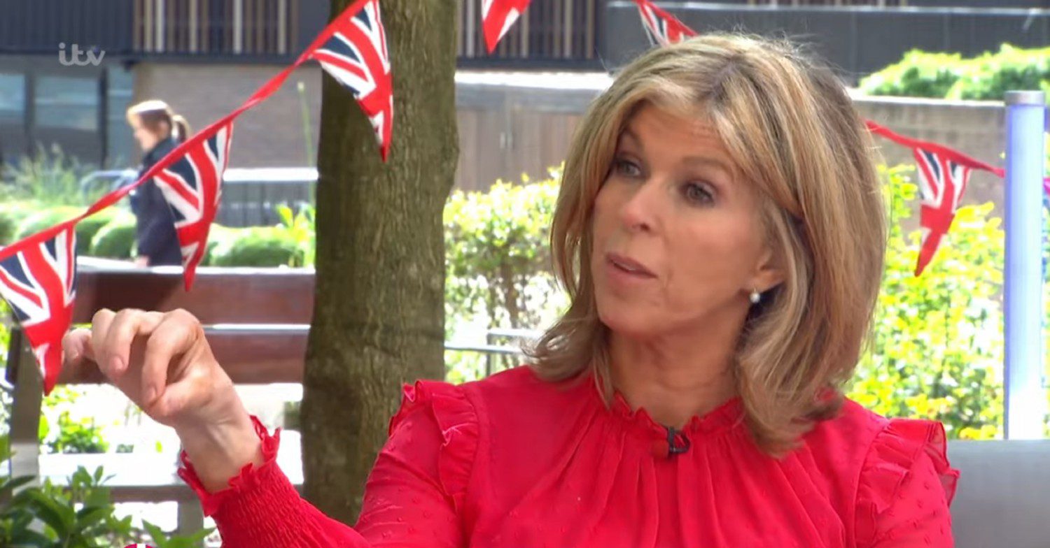 Kate Garraway gesturing her hand on Lorraine