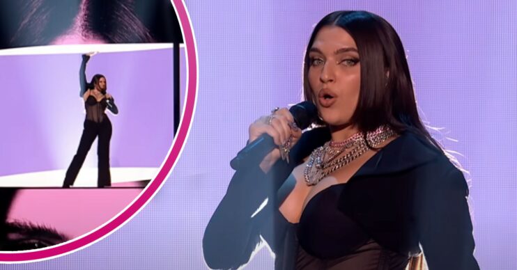 Mae Muller performing in Eurovision final