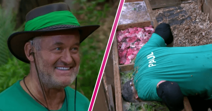 Paul Burrell on I'm a celebrity in a green shirt