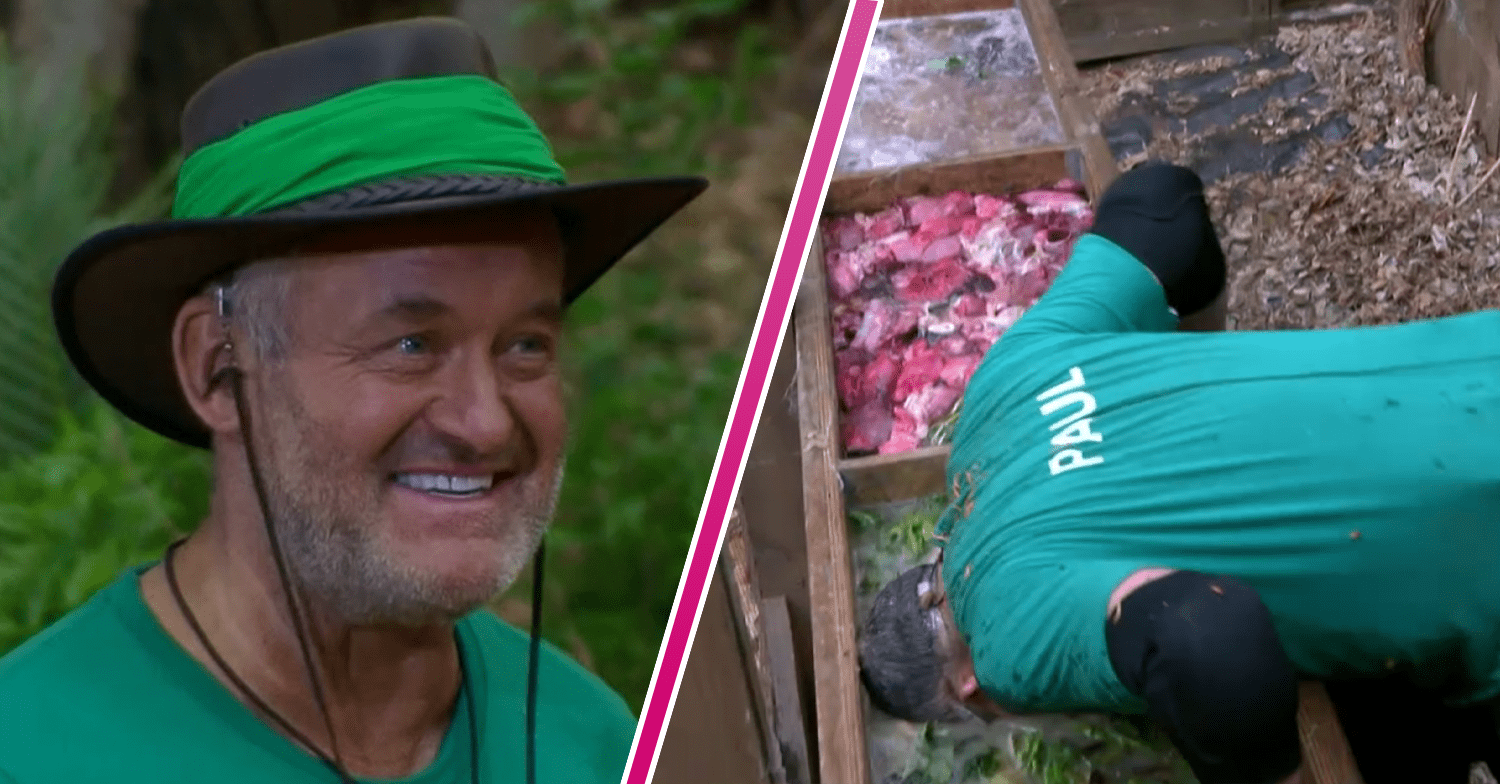Paul Burrell on I'm a celebrity in a green shirt