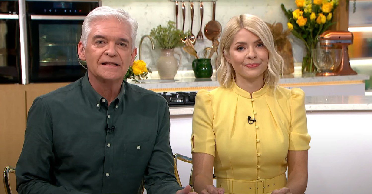 Phillip Schofield speaking as Holly Willoughby looks on on This Morning today