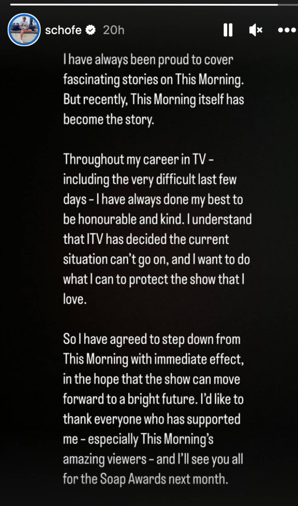 Phillip Schofield shares This Morning statement on Insta