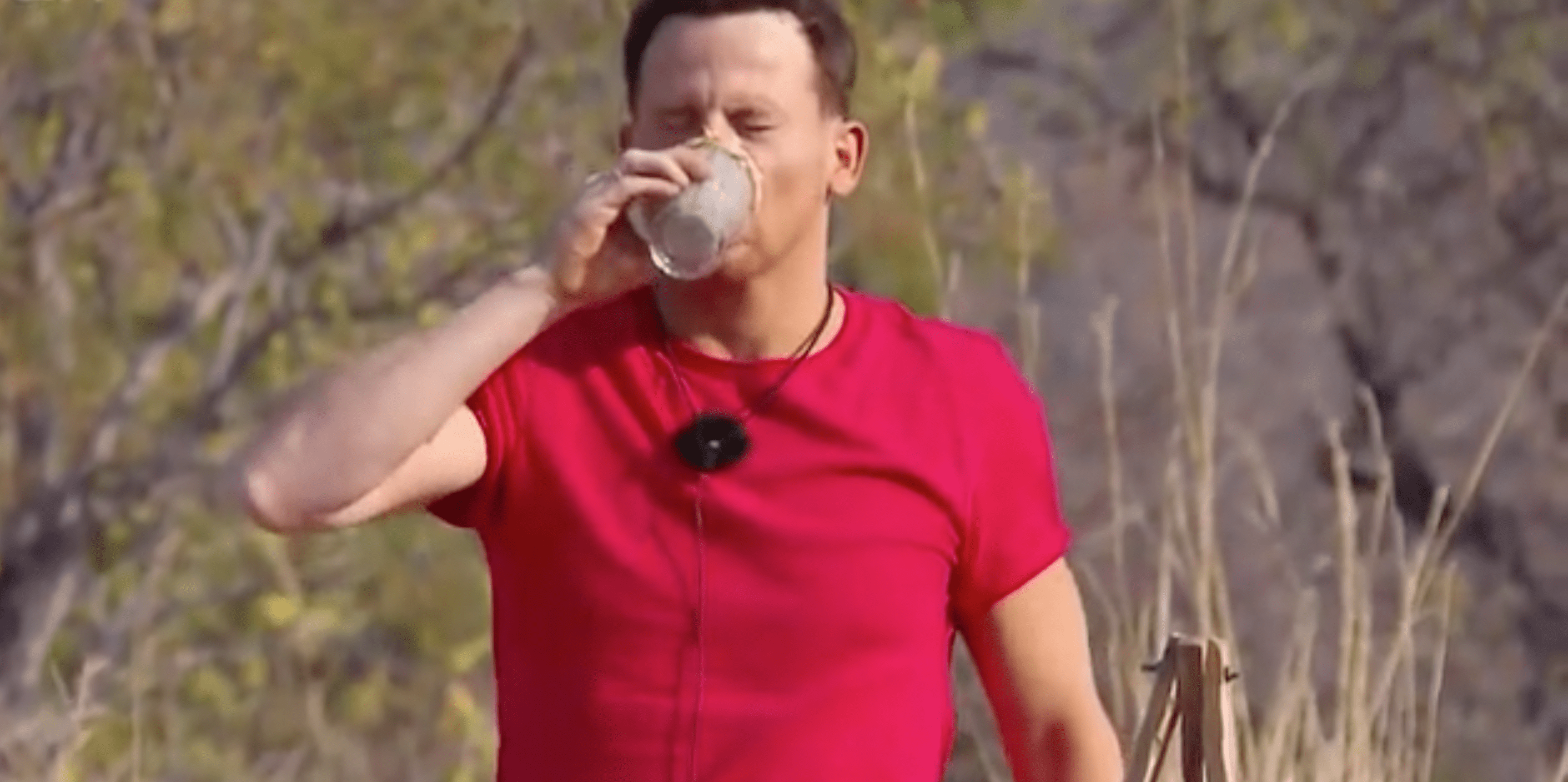 Joe Swash drinking on I'm A Celebrity
