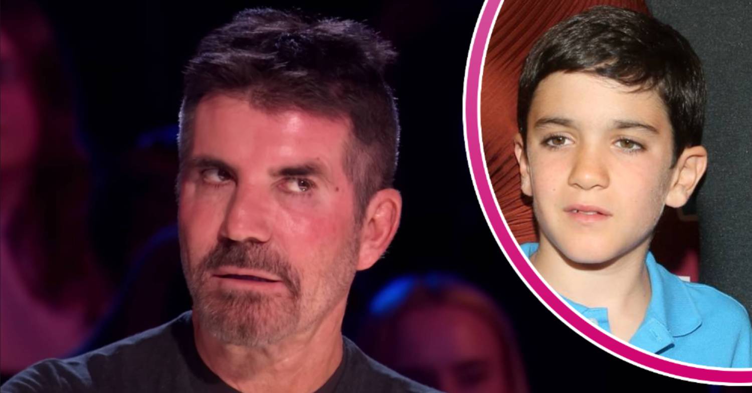 Simon Cowell looks wary, his son Eric looks into the middle distance