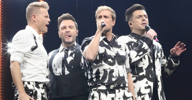 Westlife performing on stage