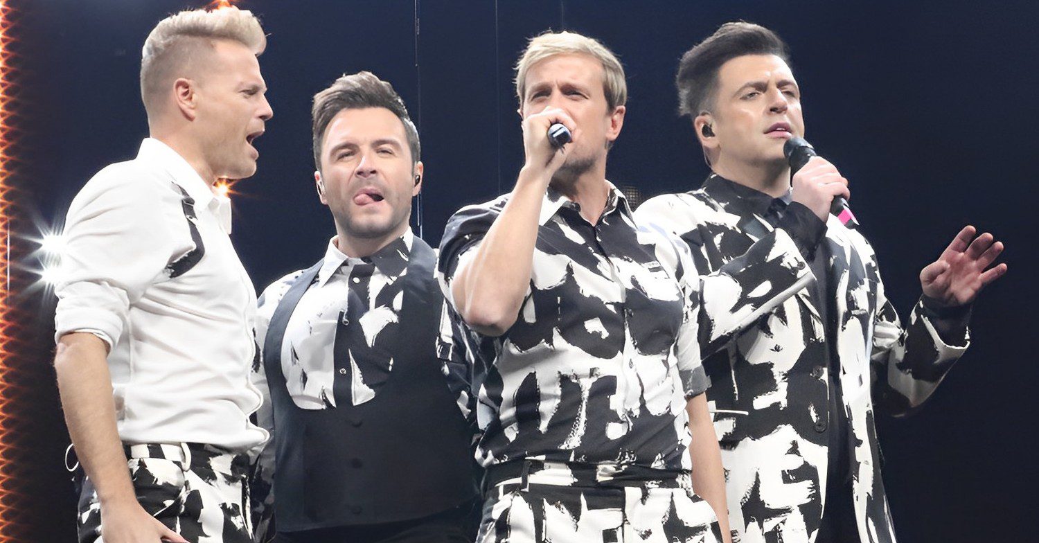 Westlife performing on stage
