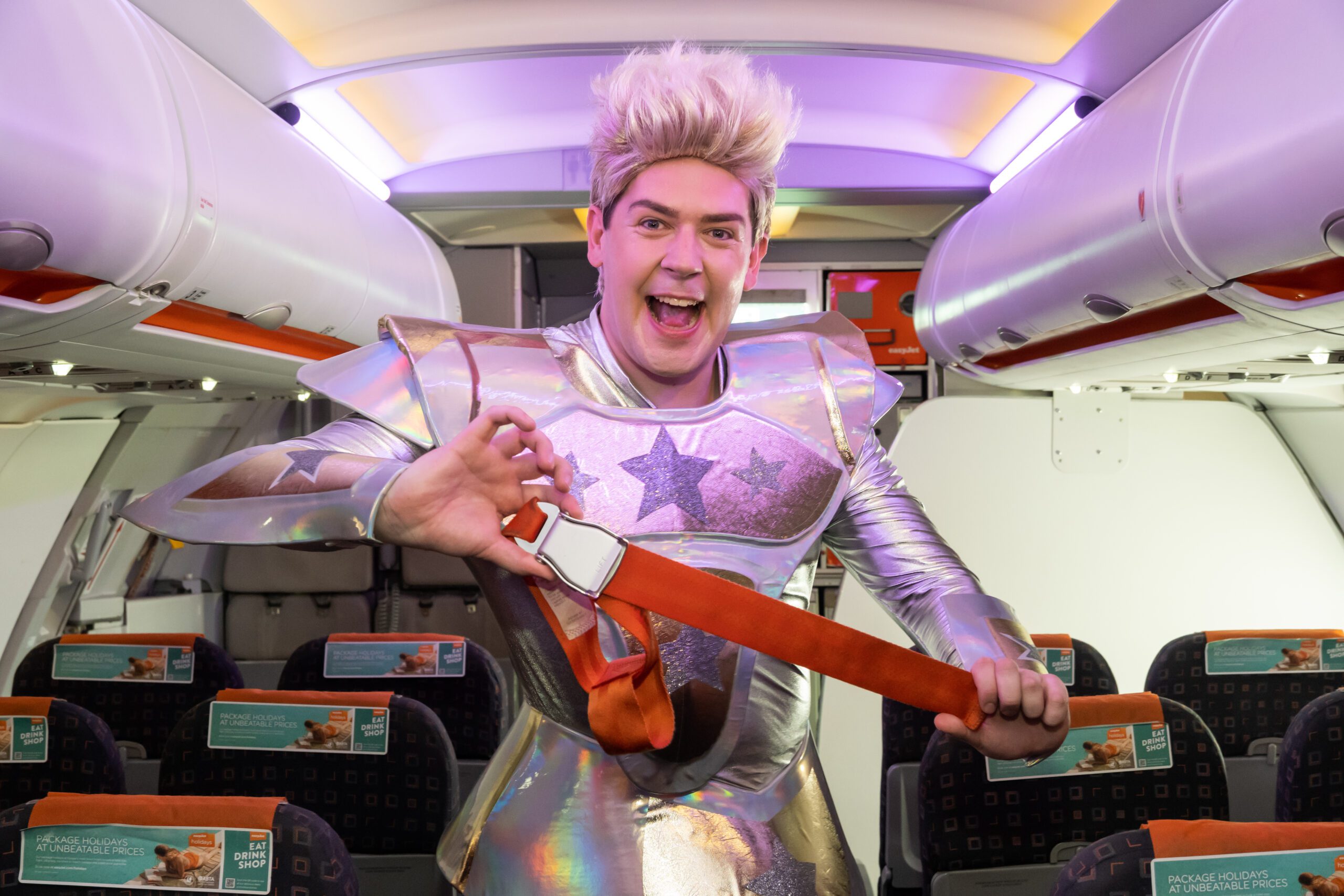 EasyJet crew members dressed as Eurovision stars