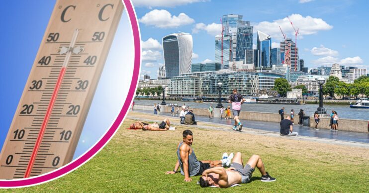 Thermometer / People sunbathing in London