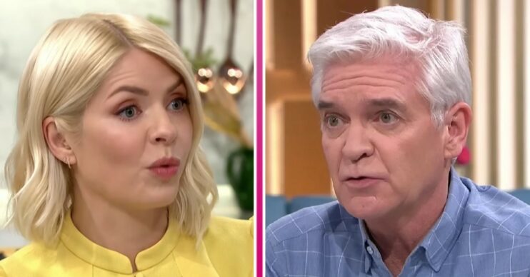Holly Willoughby and Phillip Schofield looking shocked on This Morning