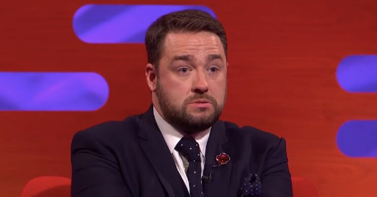 Jason Manford looking serious on The Graham Norton Show