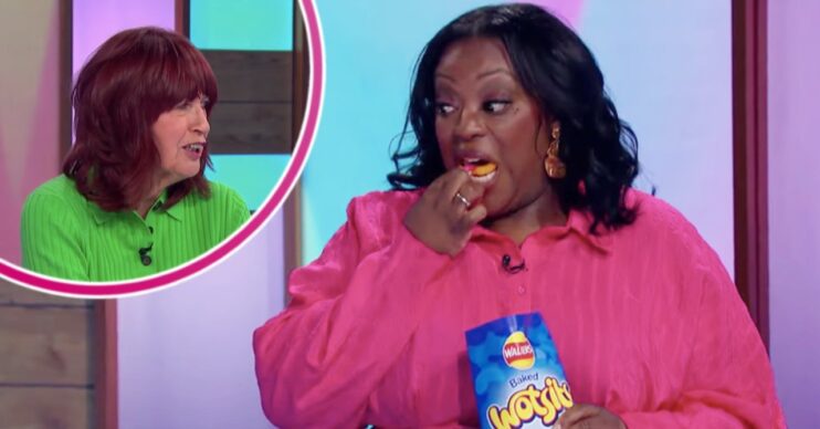 Janet Street Porter speaking as Judi Love eats crisps on Loose Women
