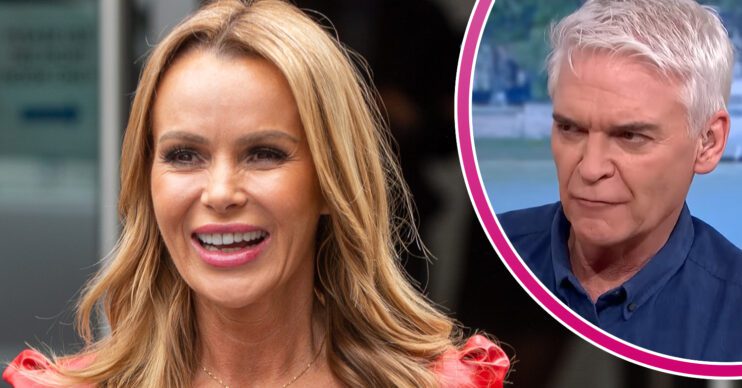 Amanda Holden smiles/Phillip Schofield frowns